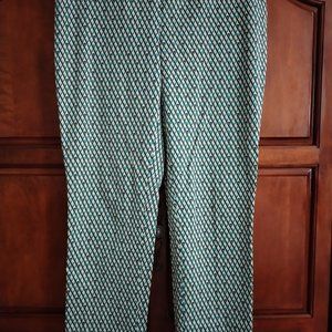 Rafaella Side-Zip Blue Green Tan Printed Pattern Pants Size 10 Rarely worn